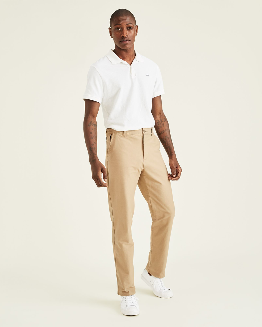 Front view of model wearing True Chino Comfort Knit Chinos, Straight Fit.