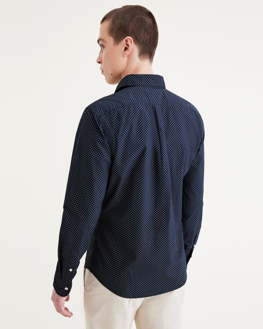 Back view of model wearing Westward Navy Blazer Bel Air Original Button-Up Shirt, Slim Fit.