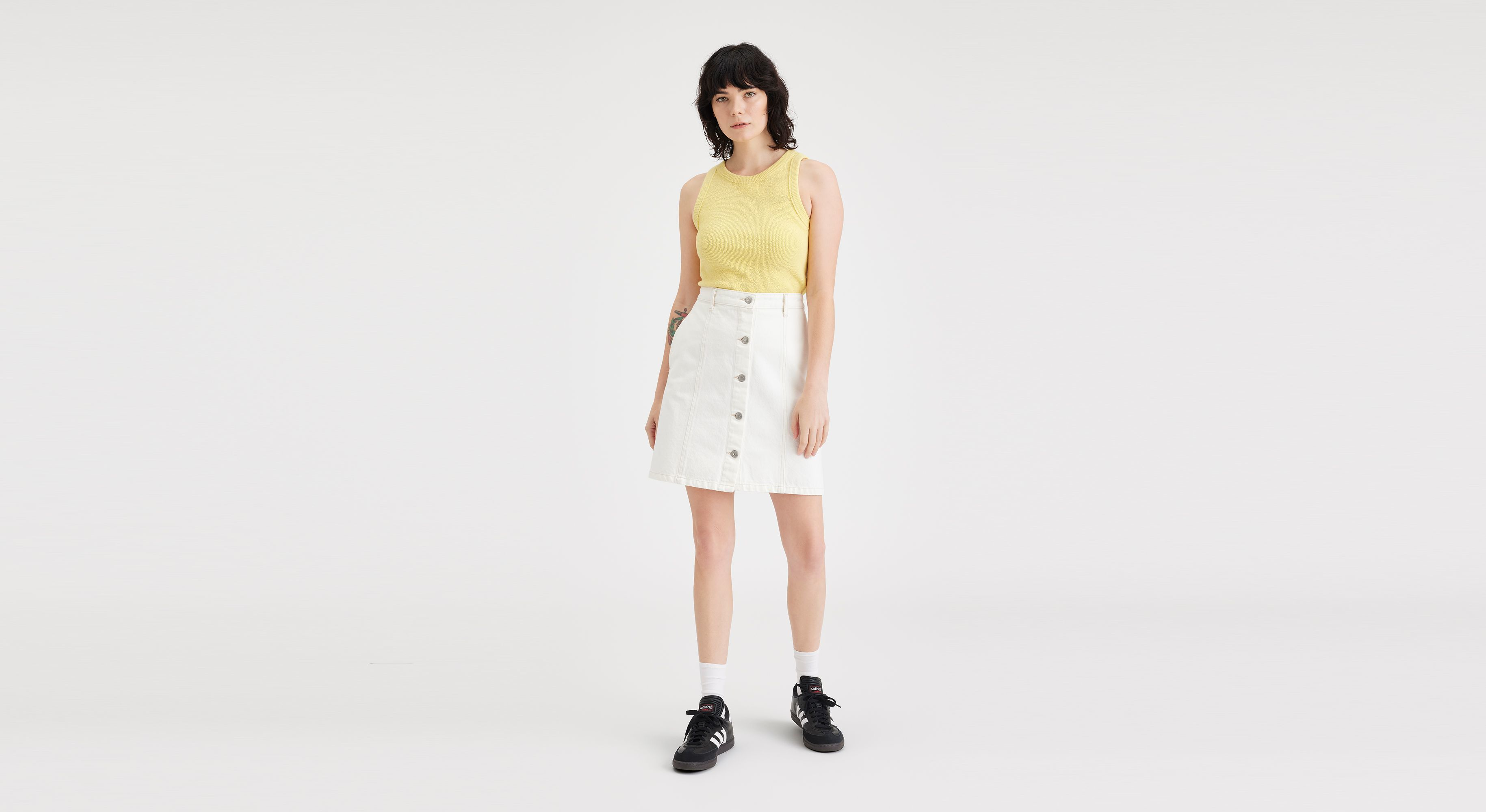 Button Front Mini Skirt