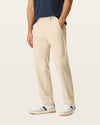 Side view of model wearing Sahara Khaki Go Airweave Chino, Slim Fit.