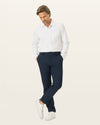 Front view of model wearing Navy Blazer Go Chino, Slim Fit with Airweave.