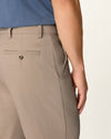 View of model wearing Dark Pebble Easy Khakis, Classic Fit.