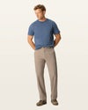 Front view of model wearing Dark Pebble Easy Khakis, Classic Fit.