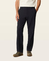 Front view of model wearing Navy Easy Khakis, Classic Fit.