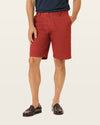 Back view of model wearing Bank Red Perfect 10.5