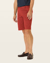 Side view of model wearing Bank Red Perfect 10.5