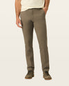 View of model wearing Dark Pebble Easy Khakis, Slim Fit.