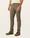 Side view of model wearing Dark Pebble Easy Khakis, Slim Fit.