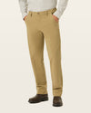 View of model wearing New British Khaki Workday Khakis, Straight Fit.