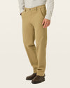 Back view of model wearing New British Khaki Workday Khakis, Straight Fit.
