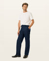 Front view of model wearing Navy Blazer Signature Iron Free Khakis, Classic Fit with Stain Defender®.