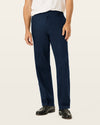 Side view of model wearing Navy Blazer Signature Iron Free Khakis, Classic Fit with Stain Defender®.