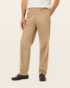 Side view of model wearing New British Khaki Signature Iron Free Khakis, Classic Fit with Stain Defender®.