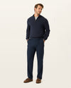 Front view of model wearing Navy Blazer Signature Iron Free Khakis, Straight Fit with Stain Defender®.