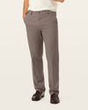 Side view of model wearing Dark Pebble Signature Iron Free Khakis, Straight Fit with Stain Defender®.