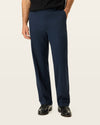 View of model wearing Navy Blazer Signature Iron Free Khakis, Relaxed Fit with Stain Defender®.