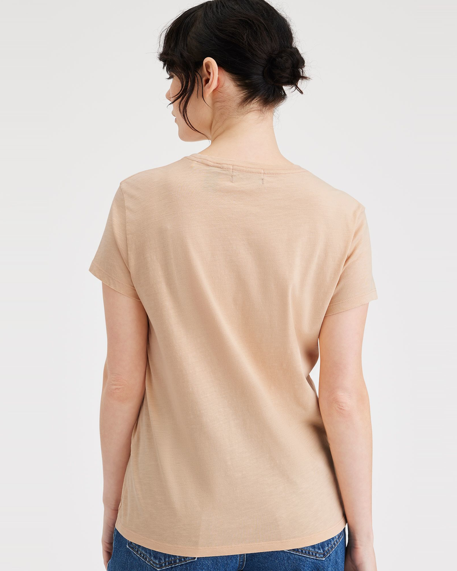 Back view of model wearing Appleblossom Favorite Tee Shirt, Slim Fit.