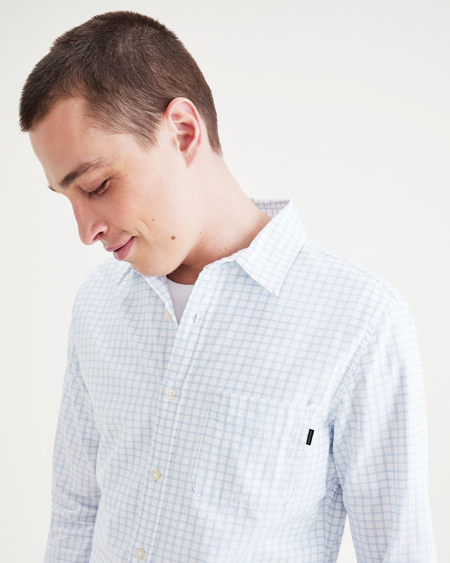 View of model wearing Aquatic Bel Air Original Button Up, Slim Fit.