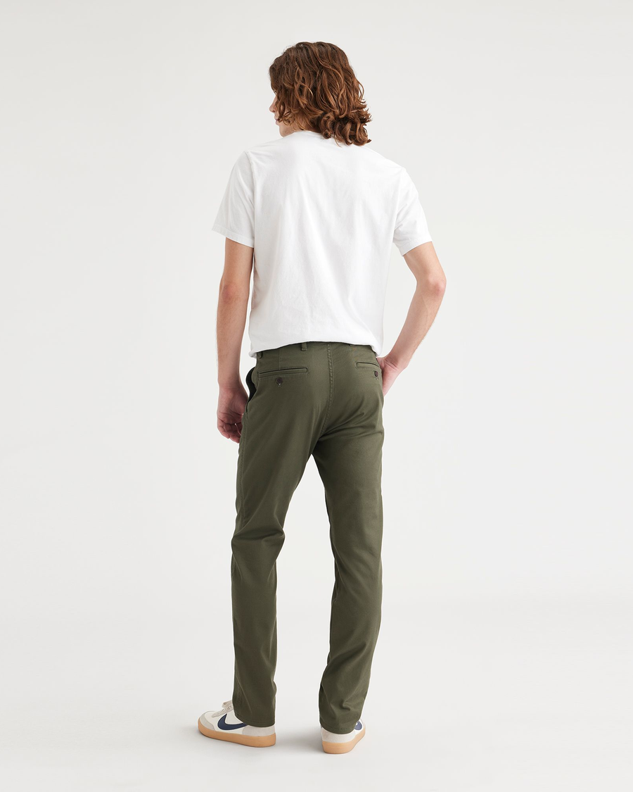 Back view of model wearing Army Green Original Chinos, Slim Fit.