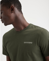 View of model wearing Army Green Stencil Graphic Tee, Slim Fit.