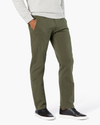 Side view of model wearing Army Olive Ultimate Chinos, Straight Fit.