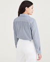 Back view of model wearing Ava Oceanblue Favorite Button-Up Shirt, Regular Fit.