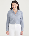 Front view of model wearing Ava Oceanblue Favorite Button-Up Shirt, Regular Fit.