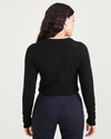 Back view of model wearing Beautiful Black Crewneck Sweater, Classic Fit.