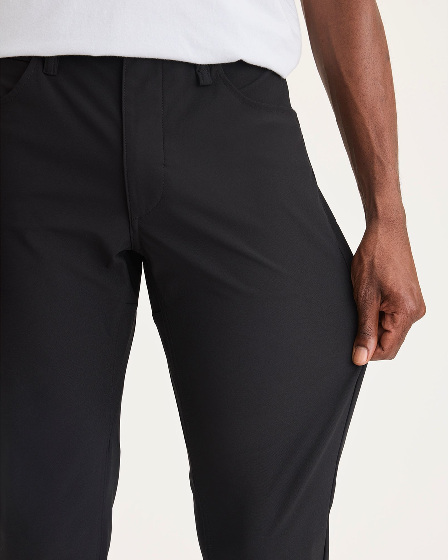 View of model wearing Beautiful Black Go Airweave 5-Pocket, Slim Tapered Fit.