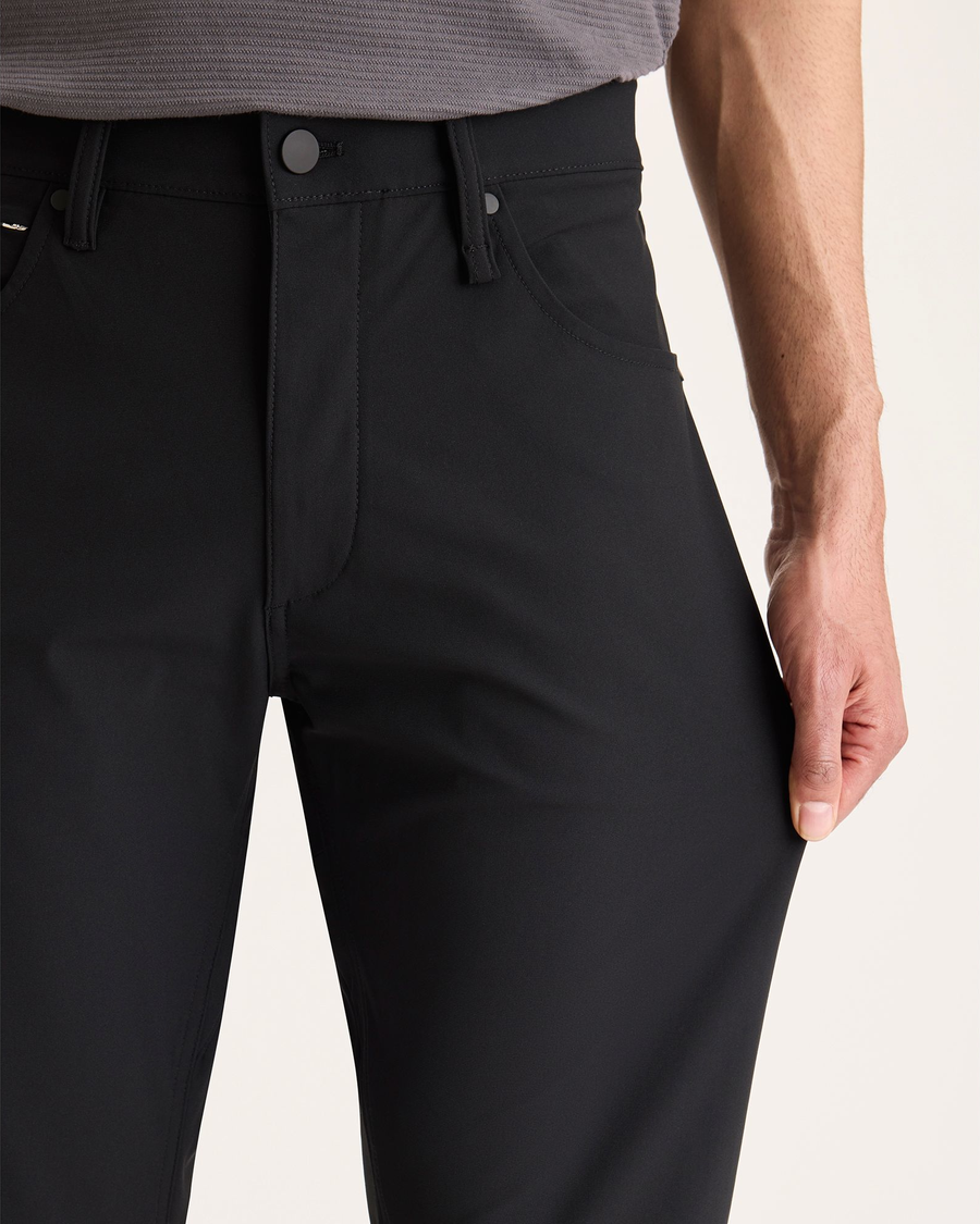 View of model wearing Beautiful Black Go Airweave 5-Pocket, Straight Fit.
