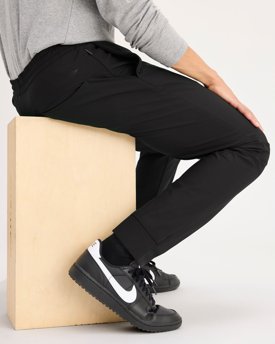 View of model wearing Beautiful Black Go Airweave Jogger, Slim Fit.