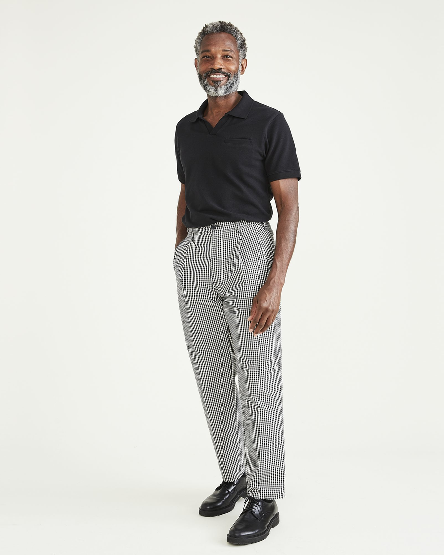 Front view of model wearing Beautiful Black Original Khakis, Relaxed Fit.