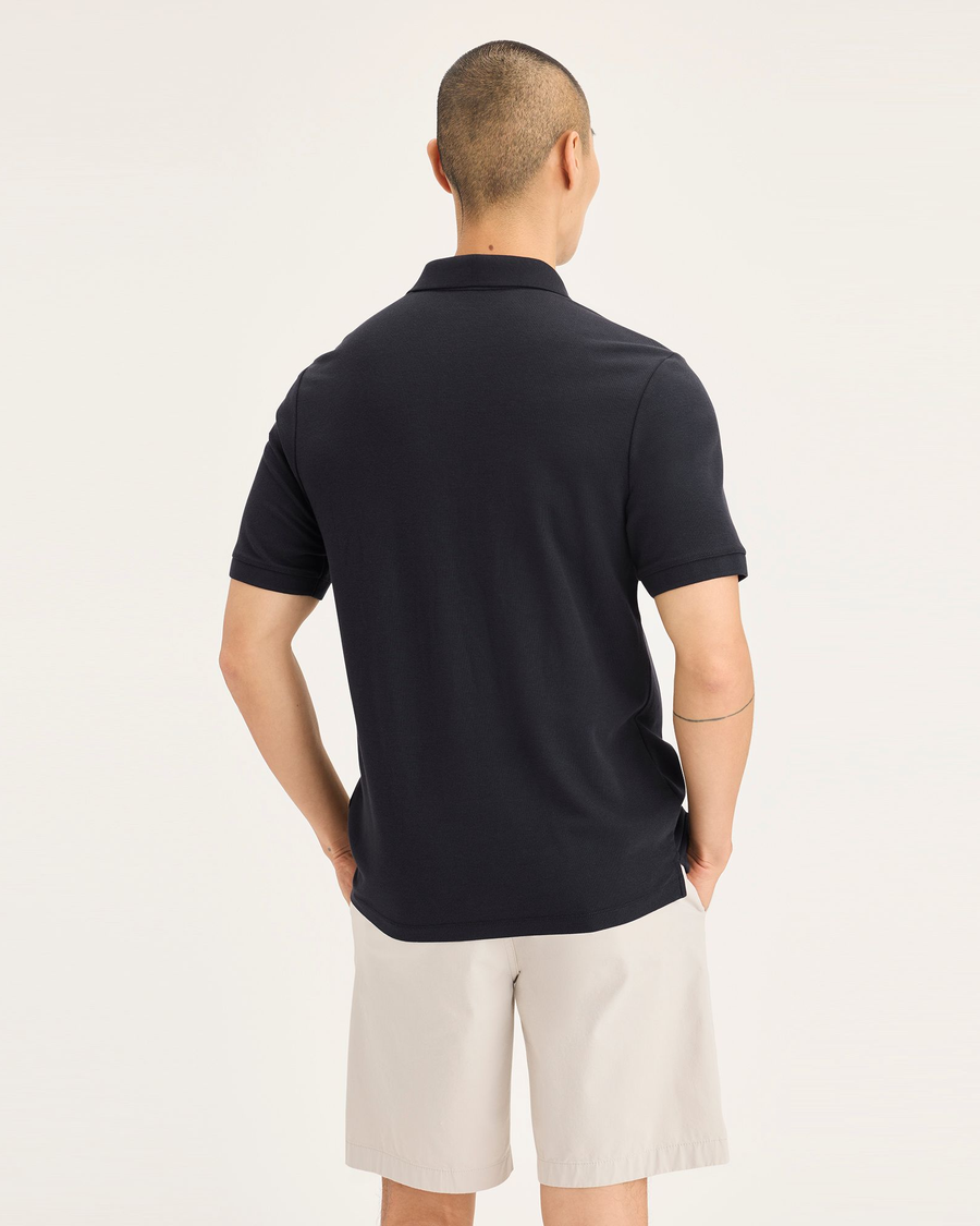 Back view of model wearing Beautiful Black Original Polo, Slim Fit.