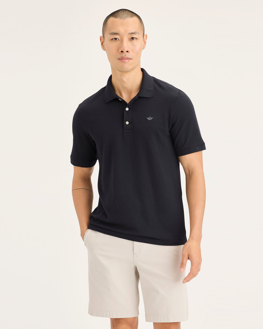 Front view of model wearing Beautiful Black Original Polo, Slim Fit.