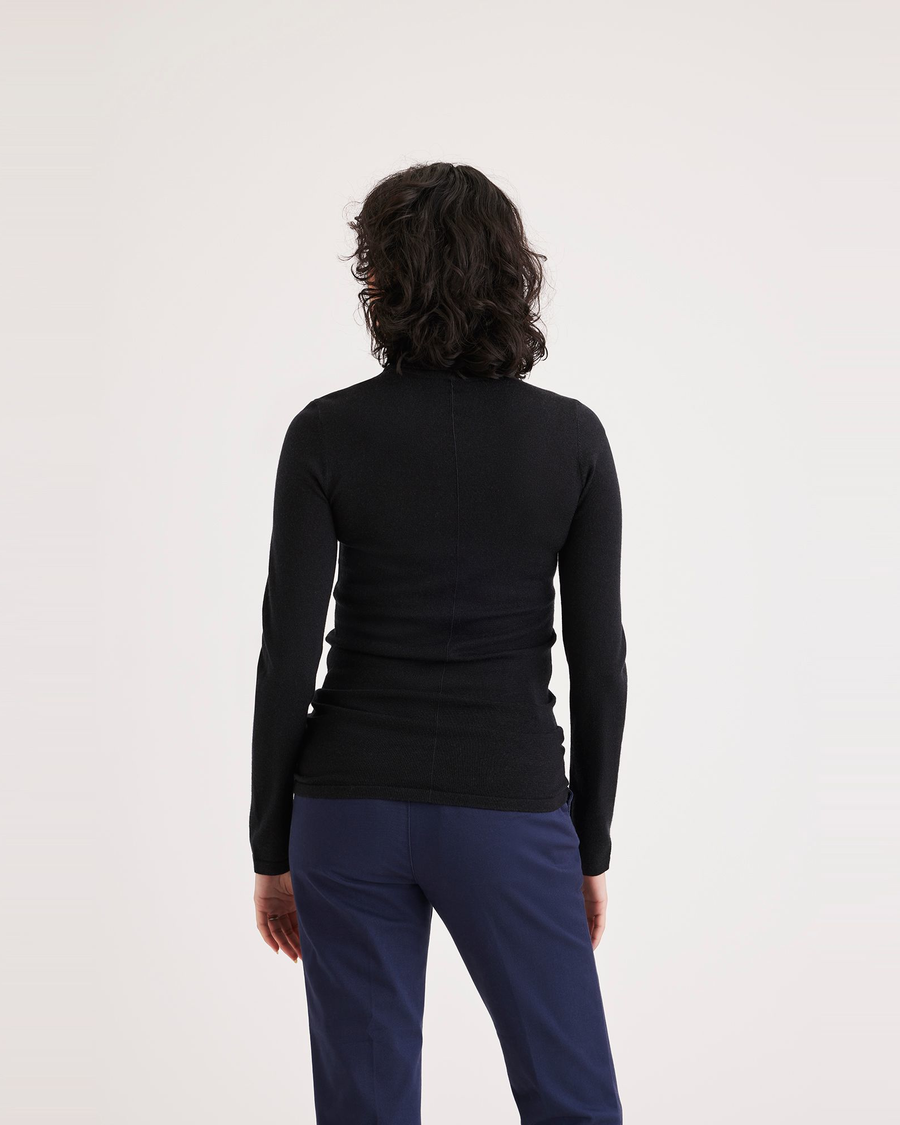 Back view of model wearing Beautiful Black Turtleneck, Regular Fit.