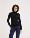 Front view of model wearing Beautiful Black Turtleneck, Regular Fit.