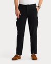 View of model wearing Beautiful Black Utility Cargo Pant, Straight Fit.
