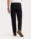 View of model wearing Beautiful Black Utility Cargo Pant, Straight Fit.