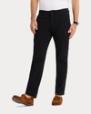 View of model wearing Beautiful Black Utility Cargo Pant, Straight Fit.