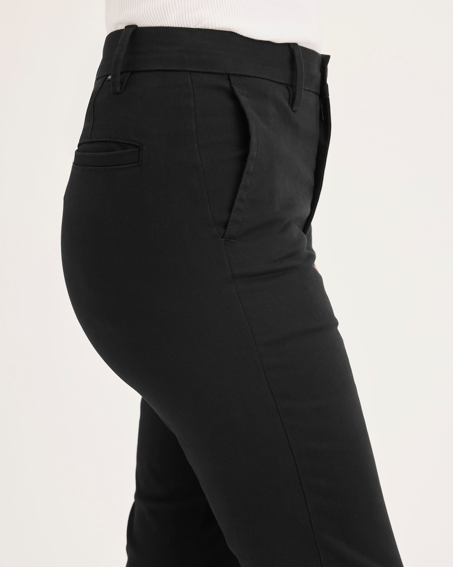 Side view of model wearing Beautiful Black Weekend Chinos, Skinny Fit.