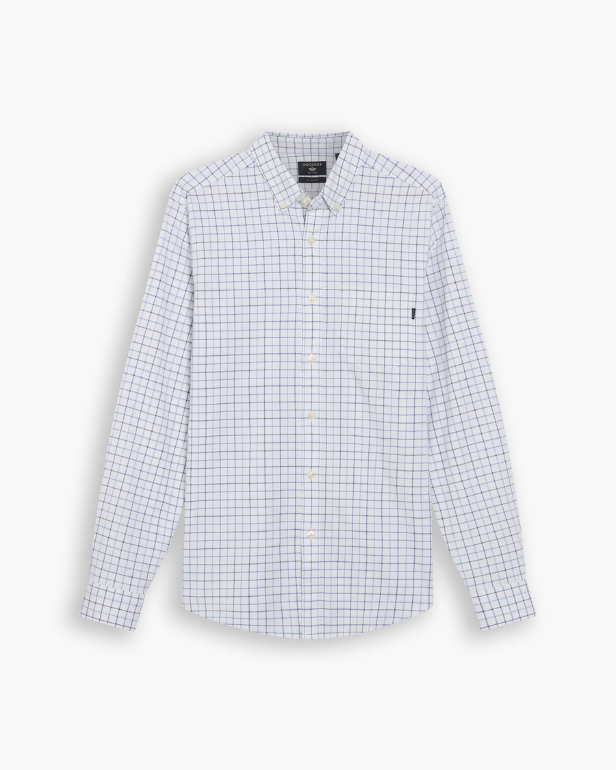 View of model wearing Bel Air Blue Oxford Shirt, Slim Fit.