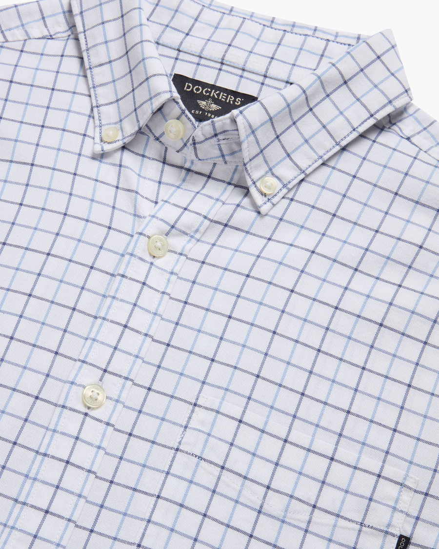 View of model wearing Bel Air Blue Oxford Shirt, Slim Fit.