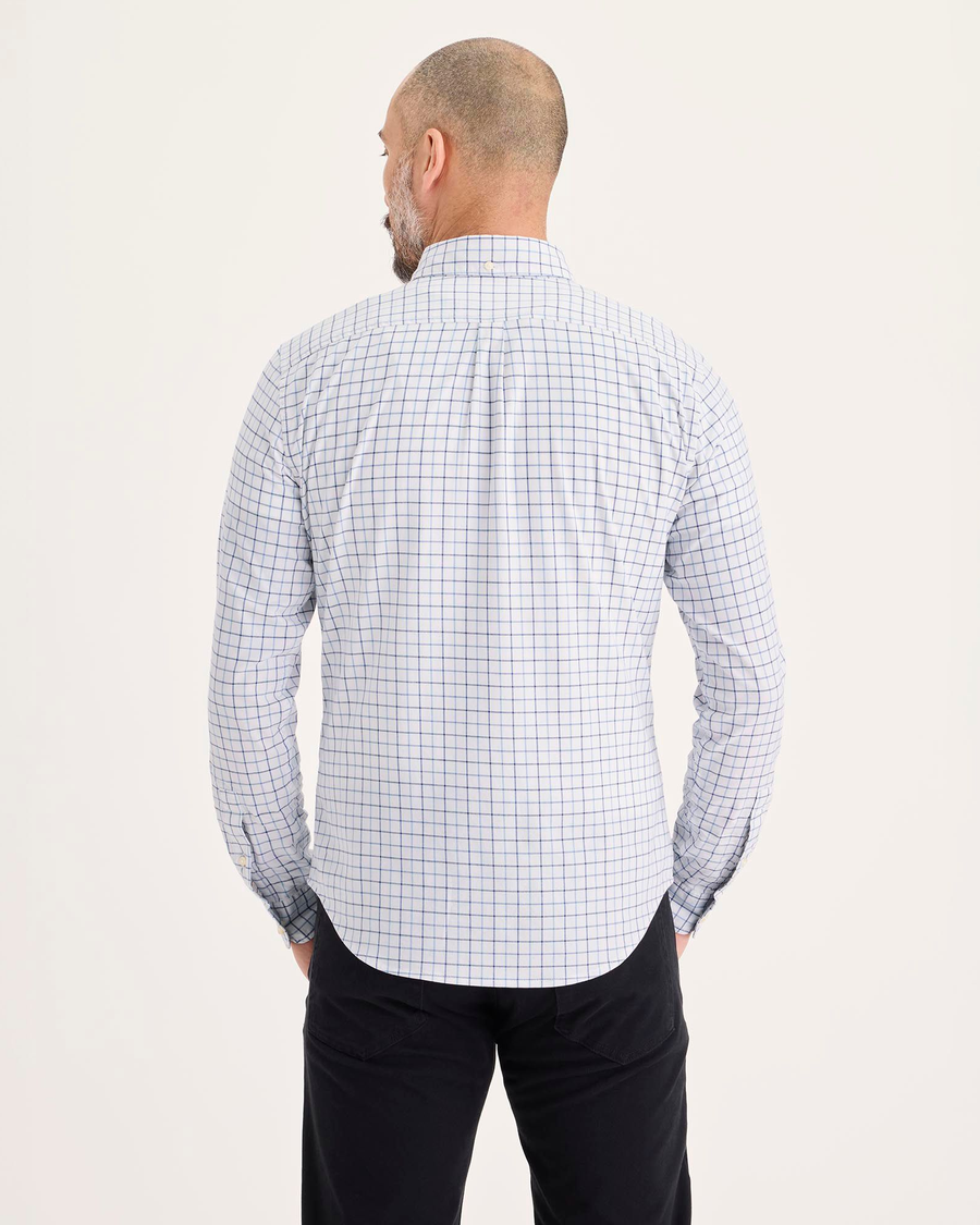 Back view of model wearing Bel Air Blue Oxford Shirt, Slim Fit.