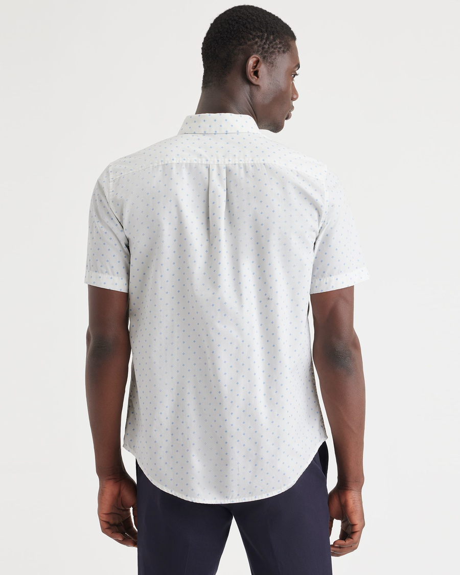 Back view of model wearing Bel Air Blue Signature Stain Defender Shirt, Classic Fit.