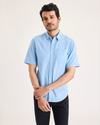 Front view of model wearing Bel Air Blue Ultimate Shirt, Regular Fit.