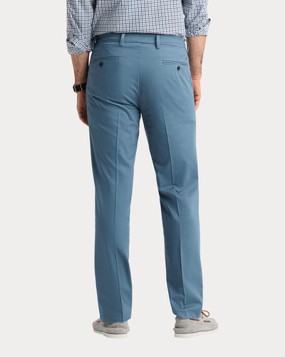 View of model wearing Bering Sea Signature Iron Free Khakis, Straight Fit with Stain Defender®.