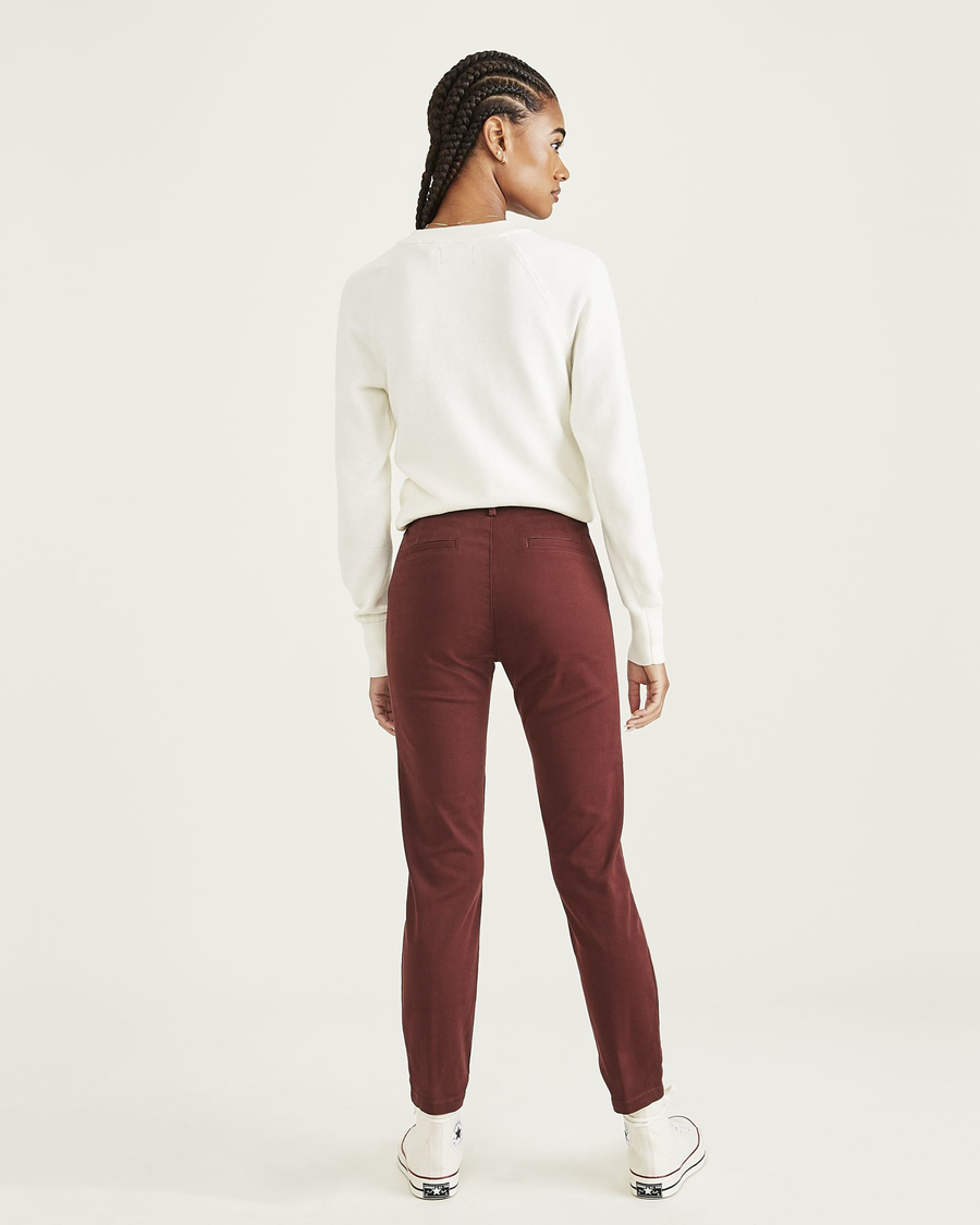 Back view of model wearing Bitter Chocolate Weekend Chinos, Skinny Fit.
