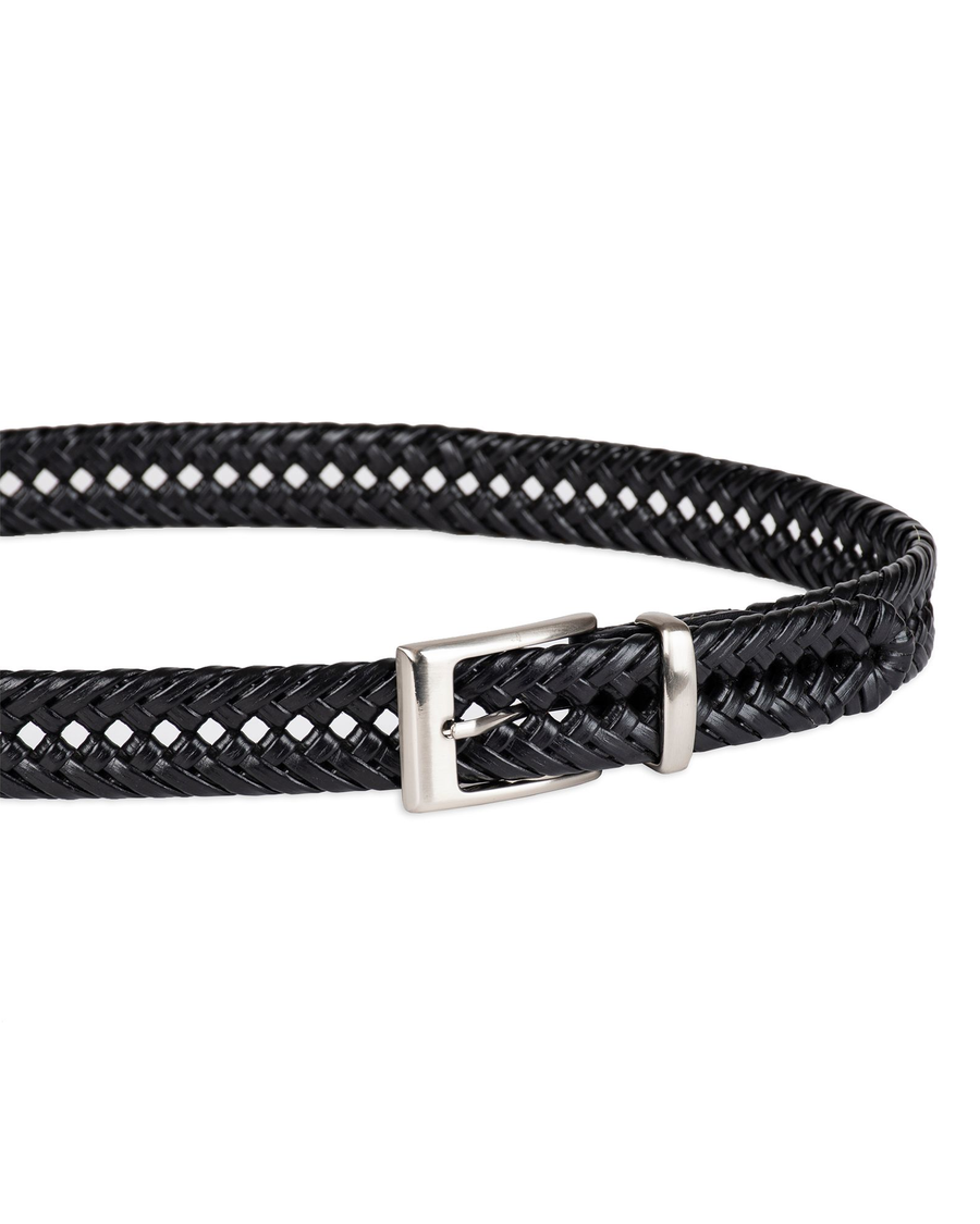 View of  Black 30MM Non-Reversible Braid Belt.