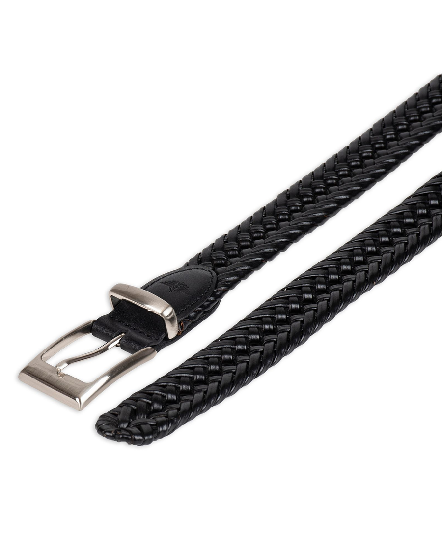 View of  Black 30MM Non-Reversible Braid Belt.