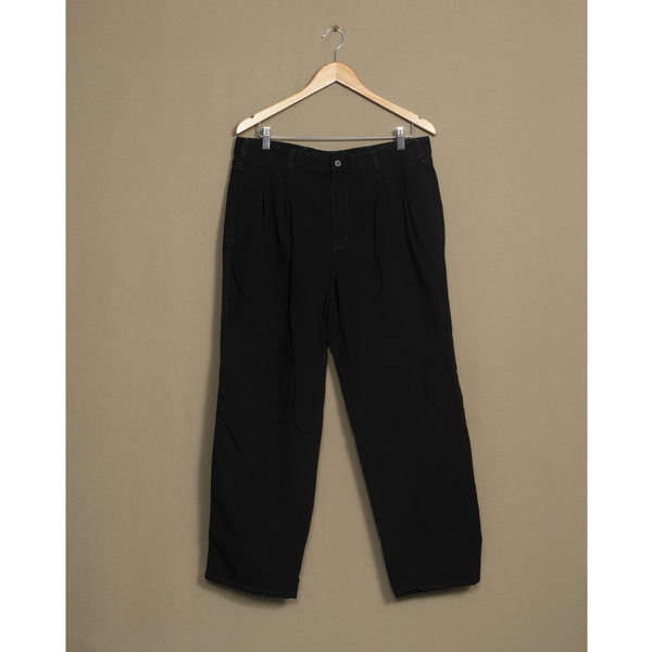 Black Overdyed Double Pleated Pants - 34 x 28